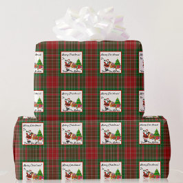 Geef uw namen kerstrood en groen speldengoed cadeaupapier