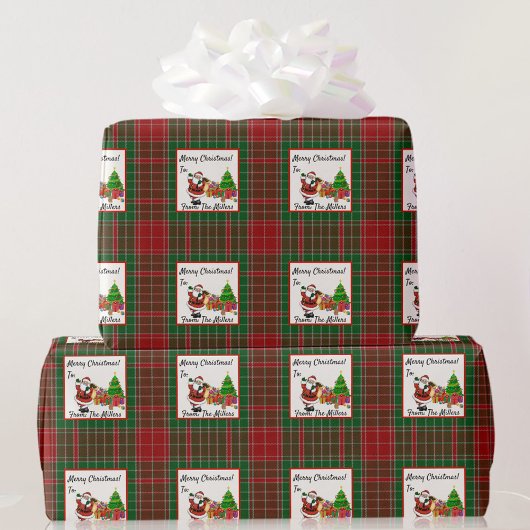 Geef uw namen kerstrood en groen speldengoed cadeaupapier