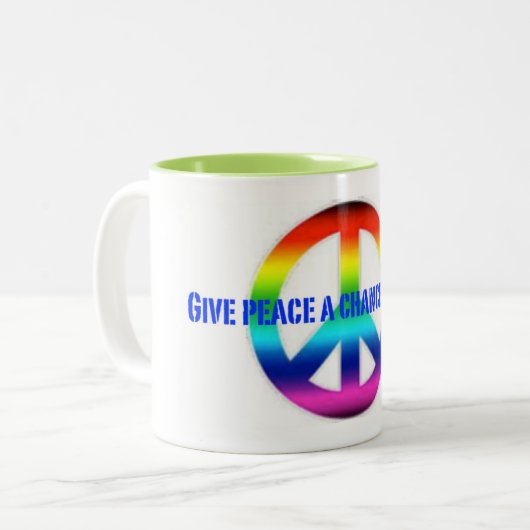 Geef vrede een kans in beker 2016 tweekleurige koffiemok (Voorkant links)