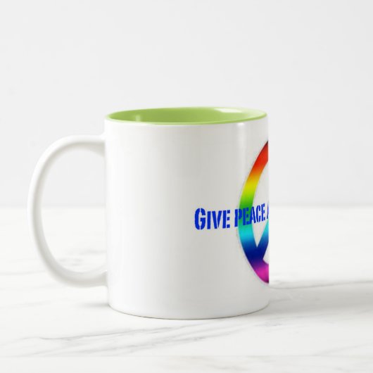 Geef vrede een kans in beker 2016 tweekleurige koffiemok (Links)