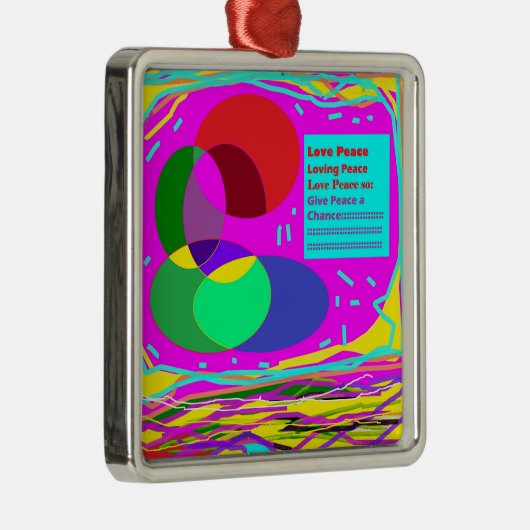 Geef vrede een kans Kerstboodschap gemengde kleur Metalen Ornament (Rechts)