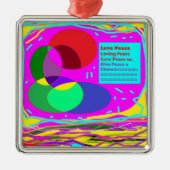 Geef vrede een kans Kerstboodschap gemengde kleur Metalen Ornament (Voorkant)