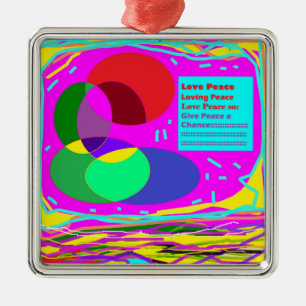 Geef vrede een kans Kerstboodschap gemengde kleur Metalen Ornament