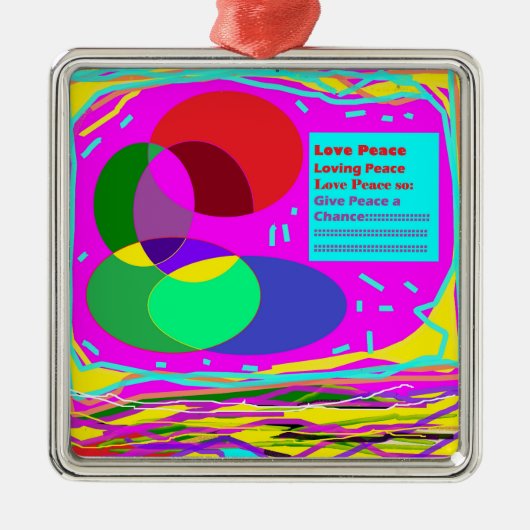 Geef vrede een kans Kerstboodschap gemengde kleur Metalen Ornament (Voorkant)