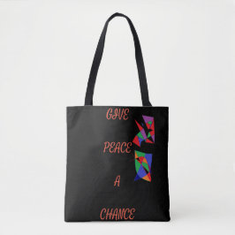 Geef vrede een kans logo zwarte rode patronen tote bag