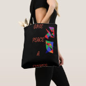 Geef vrede een kans logo zwarte rode patronen tote bag (Dichtbij)
