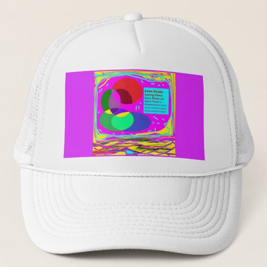 Geef vrede een kans op rode en regenboogkleuren trucker pet (Voorkant)