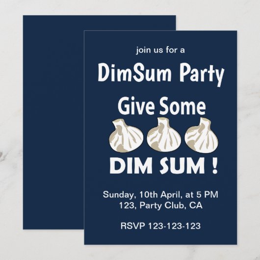 Geef wat Dim Sum Party Kaart (Voorkant / Achterkant)