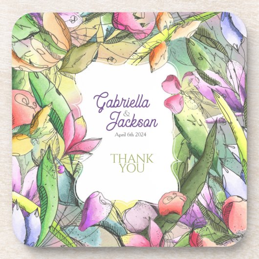 Geef Waterverf hoofdlijnen aan Bier Onderzetter (Voorkant)