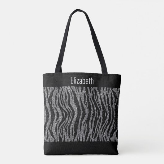Geef Zebra Print Black Silver Bridesmaids aan Tote Bag (Achterkant)