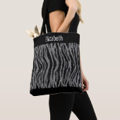Geef Zebra Print Black Silver Bridesmaids aan Tote Bag (Dichtbij)