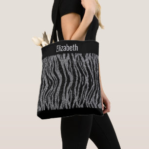 Geef Zebra Print Black Silver Bridesmaids aan Tote Bag