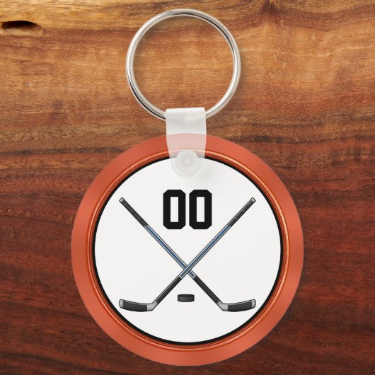 Geef zwarte, Oranje Cheap Hockey Party-cadeaus aan Sleutelhanger (Achterkant)