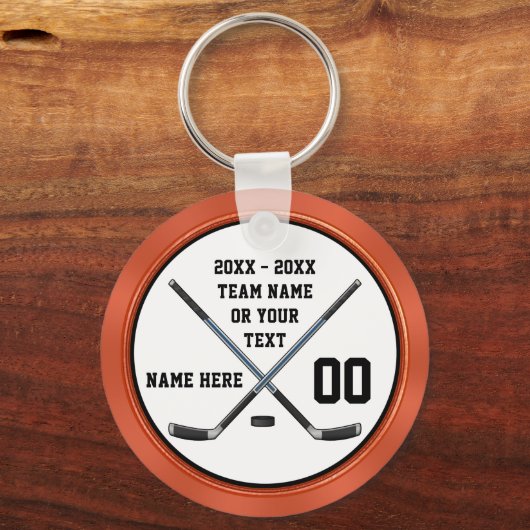 Geef zwarte, Oranje Cheap Hockey Party-cadeaus aan Sleutelhanger (Voorkant)