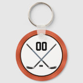 Geef zwarte, Oranje Cheap Hockey Party-cadeaus aan Sleutelhanger (Achterkant)