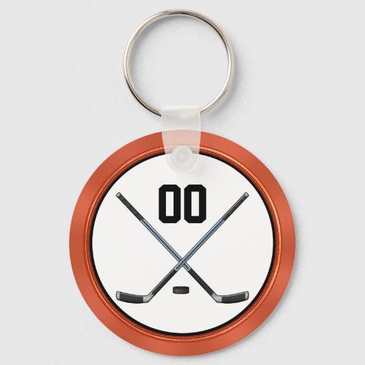 Geef zwarte, Oranje Cheap Hockey Party-cadeaus aan Sleutelhanger (Achterkant)