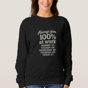 Geeft altijd 100% op het werk Maandag 11 %Dinsdag Trui