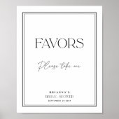 Geeft Elegante Zwarte & Witte Bruidsdouche Favoren Poster (Voorkant)