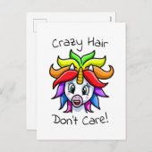 Geeft het Gekke Haar van de eenhoorn niet Grappig Feestdagenkaart (Voorkant / Achterkant)