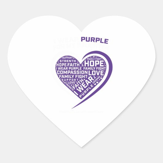 Geeft mam pap Paarse dochter pancreaskanker Hart Sticker (Voorkant)