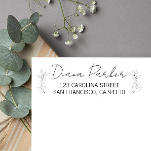 Geeft modern script return adres rubberstempel