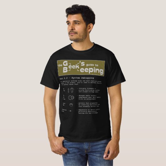 Geek bijenteelt (Debugging) - Zwart T-shirt (Voorkant volledig)