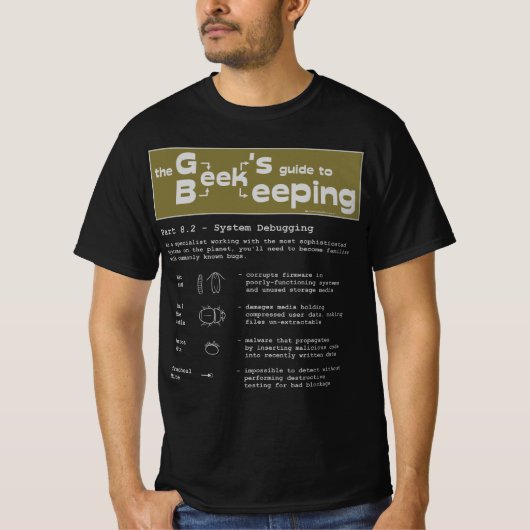 Geek bijenteelt (Debugging) - Zwart T-shirt (Voorkant)