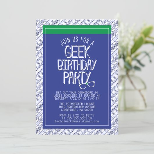 Geek Birthday Party Invitation Kaart (Staand voorkant)