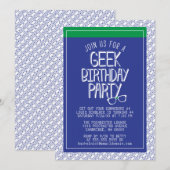 Geek Birthday Party Invitation Kaart (Voorkant / Achterkant)