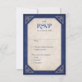 Geek Blue Library Book Literary Wedding RSVP Kaartje (Voorkant)