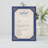 Geek Blue Library Book Literary Wedding RSVP Kaartje (Staand voorkant)