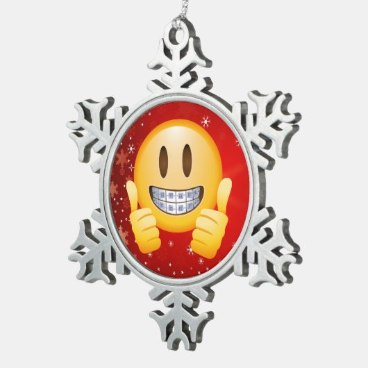Geek breekt kerstmis Emoji Face Gift Tin Sneeuwvlok Ornament (Rechts)