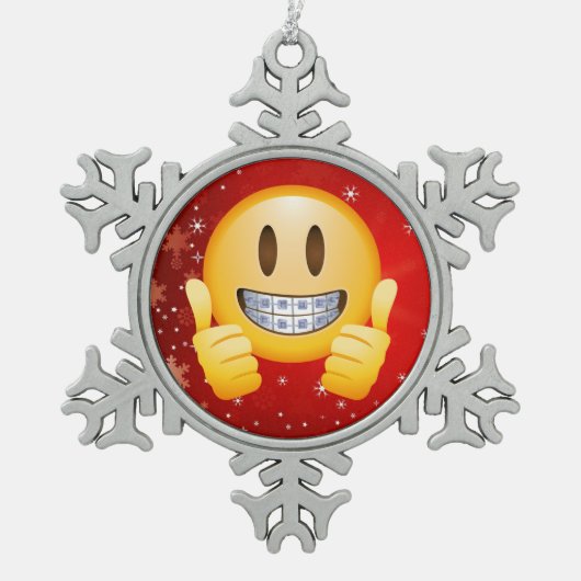 Geek breekt kerstmis Emoji Face Gift Tin Sneeuwvlok Ornament (Voorkant)