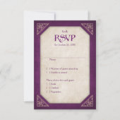 Geek Burgundy Library Book Literary Wedding RSVP Kaartje (Voorkant)