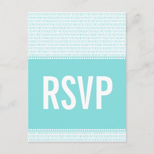 Geek Chic Binary Code RSVP Briefkaart, Aqua Uitnodiging Briefkaart (Voorkant)