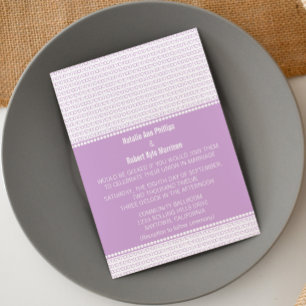 Geek Chic Binary Code Wedding Invitation, Paars Kaart