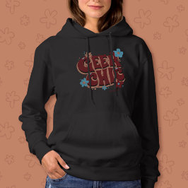 Geek Chic Hand-Lettered Floral Text Design Hoodie