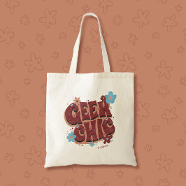 Geek Chic Hand-Lettered Floral Text Design Tote Bag