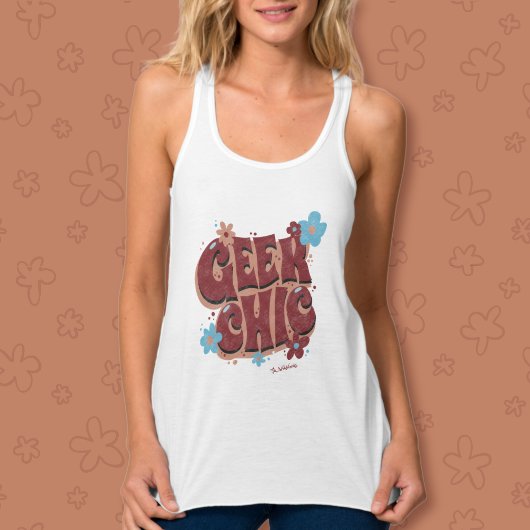 Geek Chic Handlettered Bloem Tekst Ontwerp Tanktop