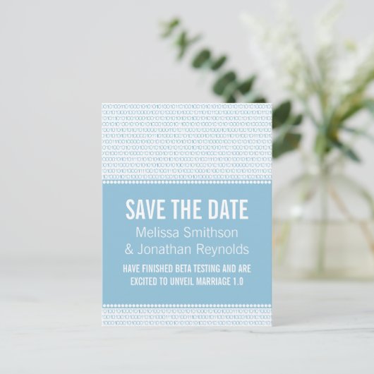 Geek Chic sparen het Briefkaart van de Datum, Blau (Staand voorkant)