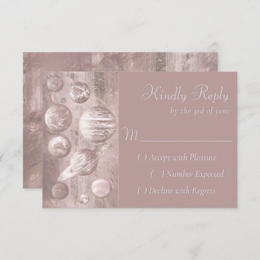 Geek Chic Wedding | Kopergoud Roos glanzend RSVP Kaartje (Voorkant / Achterkant)
