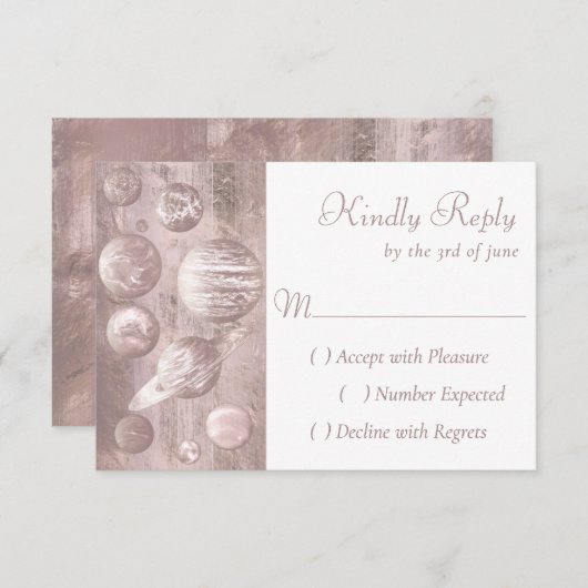 Geek Chic Wedding | Kopergoud Roos glanzend RSVP Kaartje (Voorkant / Achterkant)