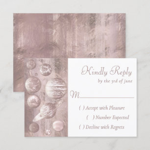 Geek Chic Wedding Kopergoud Roos glanzend RSVP Kaartje