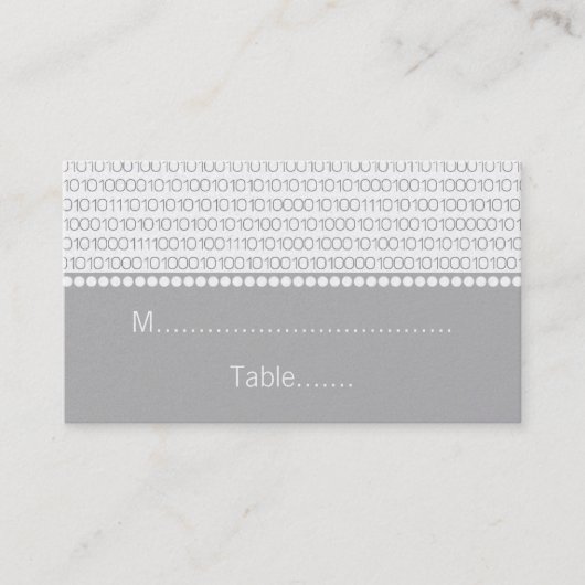 Geek Chic Wedding Place Cards, Grey Plaatskaartje (Voorkant)