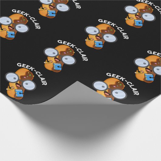 Geek-clair Funny Eclair Pun Dark BG Cadeaupapier (Hoek)
