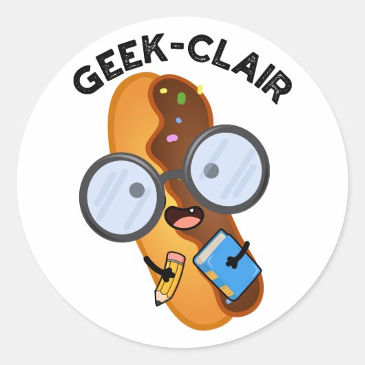 Geek-clair Funny Eclair Pun Ronde Sticker (Voorkant)