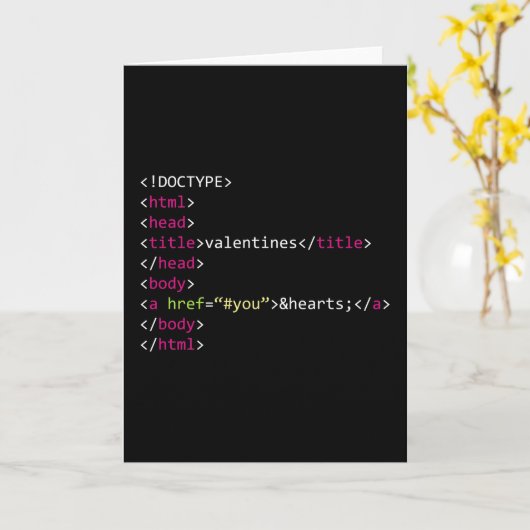 Geek Coder HTML Valentijnse Kaart (Gele Bloem)