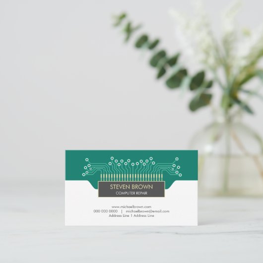 Geek codering van computerwetenschapscircuit visitekaartje (Staand voorkant)