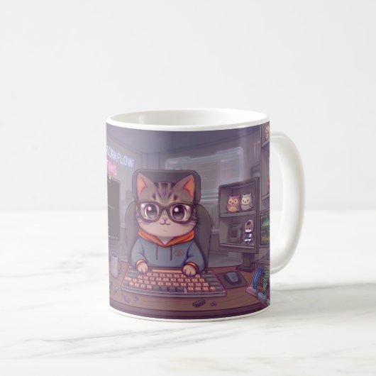 Geek Coding Cat Mok – Cute Programmer Koffiekop f (Voorkant rechts)