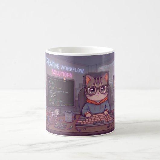 Geek Coding Cat Mok – Cute Programmer Koffiekop f (Center)